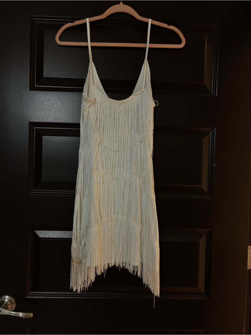 Cream Fringe Slip Dress - Women